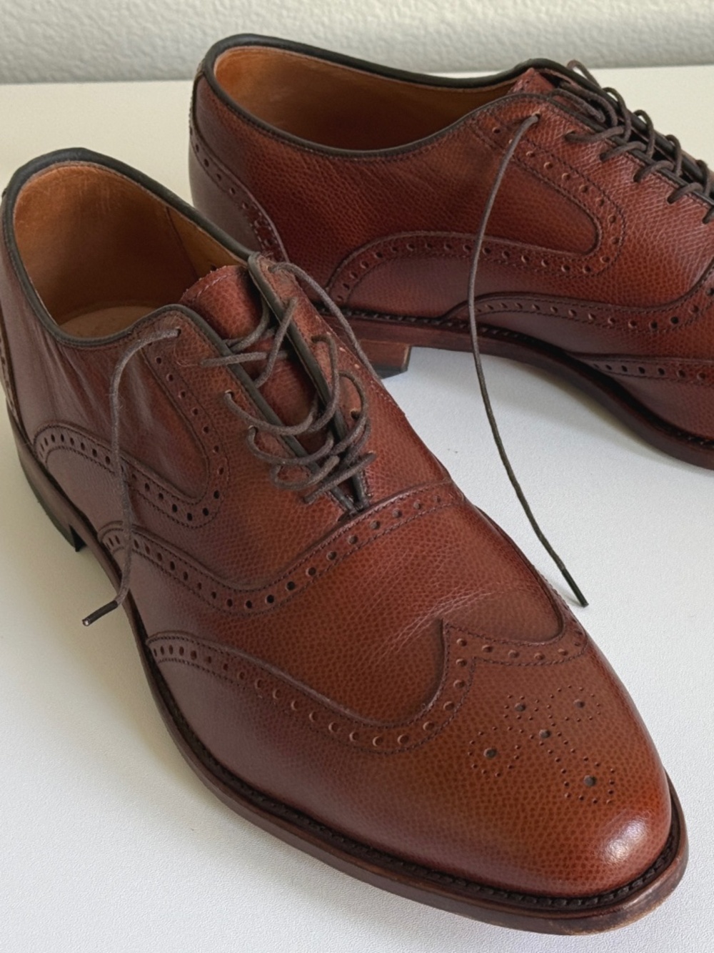 Allen Edmonds McClain Mens wingtip shoes brown factory seconds US size 13D